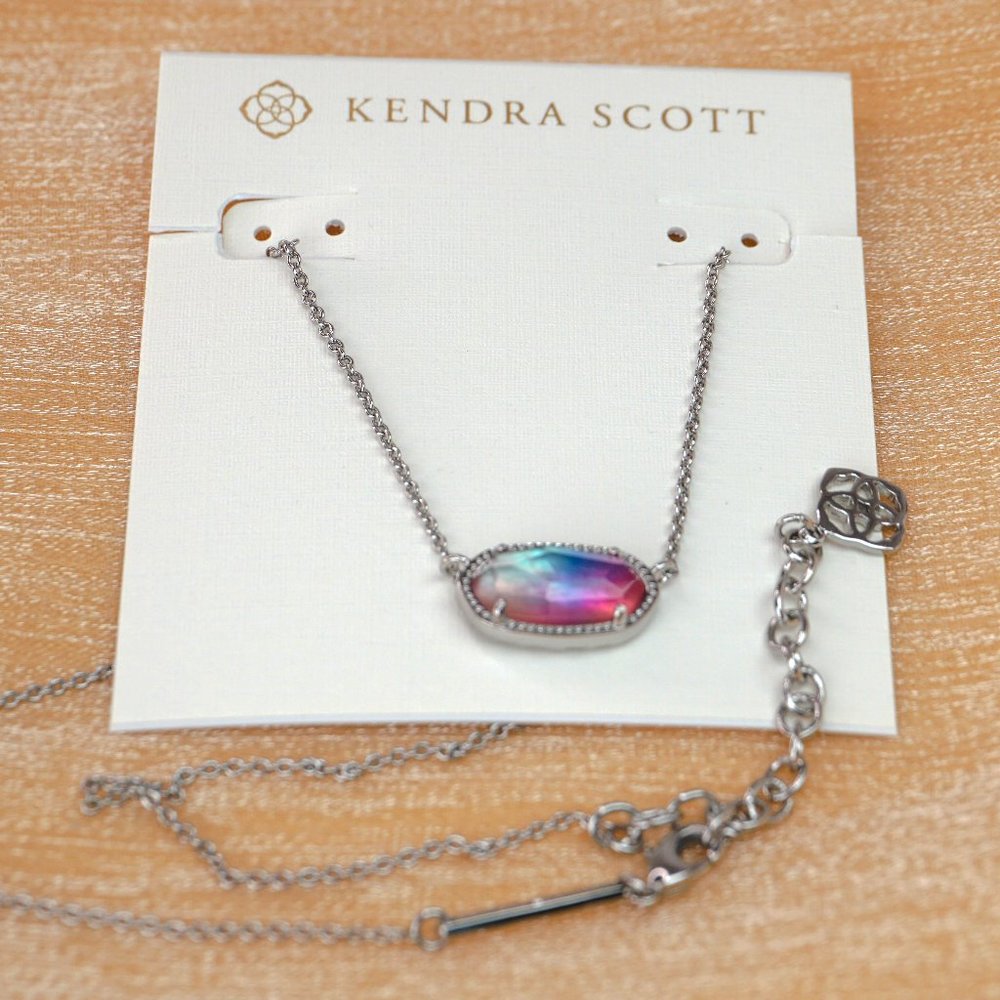 Kendra Scott Elisa Silver Necklace in Watercolor Illusion (New)